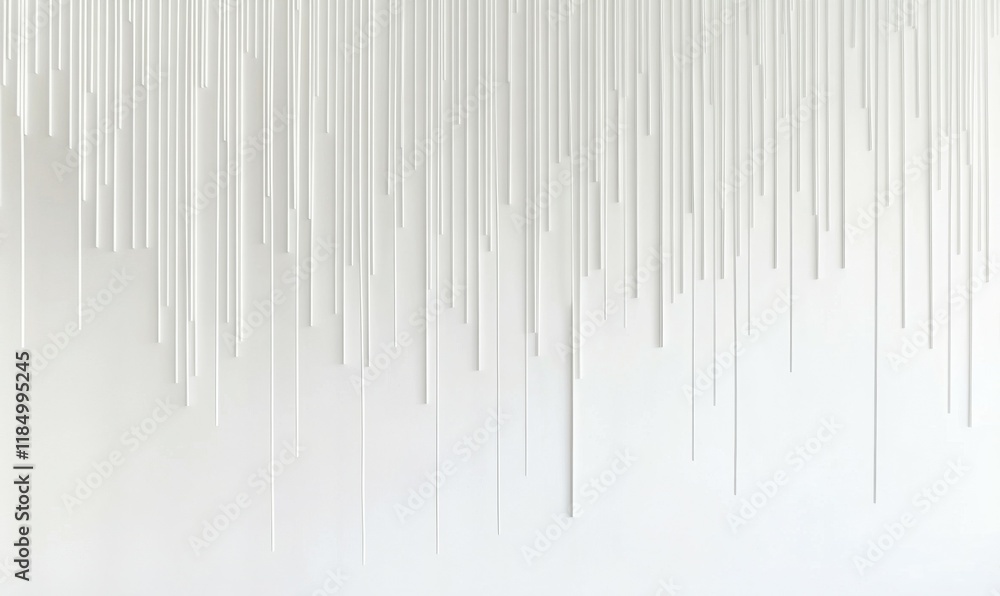 Poster white background with a series of white lines. the lines are thin and appear to be cut off at the to