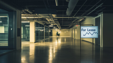 Corporate office space for lease with empty interior and modern design in urban location