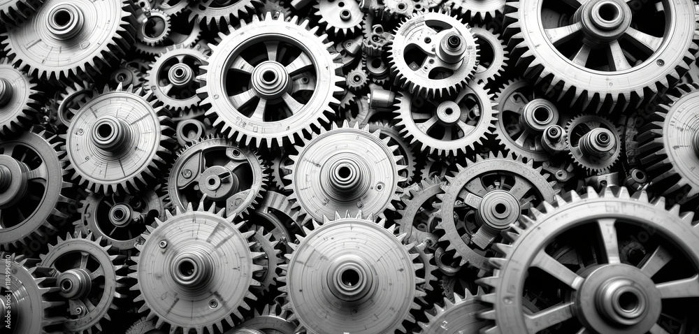 Poster a collection of interconnected gears fills the frame, emphasizing the complex design and craftsmansh