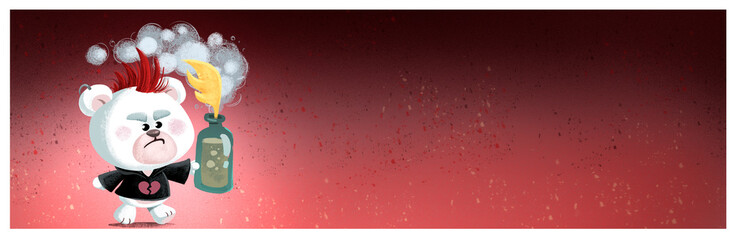 Funny radical teddy bear with Molotov cocktail