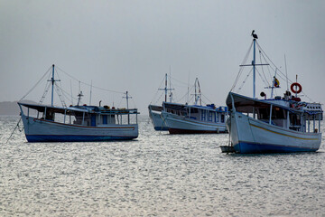 Fishing boats in Juan Griego Bay at sunset. Margarita Island, Venezuela.