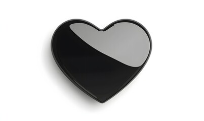 Glossy black heart shape with shadow.