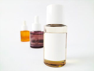 skin care product bottles isolated on white background