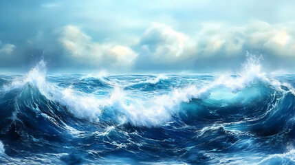 Fototapeta premium Background of waves crashing on the sea. Seabreeze. Illustration