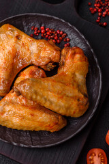 Grilled chicken wings with salt and spices