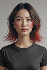 Fototapeta premium black t shirt mockup with beauty asian model