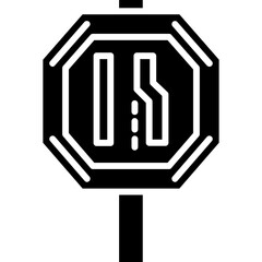 Right Lane Ends Icon