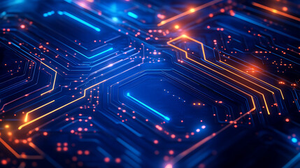 Obraz premium Abstract Technology-Inspired Pattern with Geometric Shapes and Lines