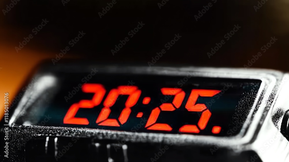 Aufkleber a close-up of a digital clock displaying the time 2025.