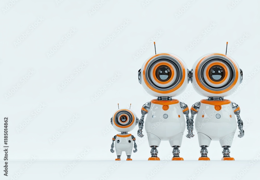 Poster on a transparent white background, an ai robot is isolated while using a smartphone, in format