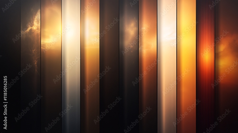 Poster vertical bands showing different color shades at sunset creating modern abstract background