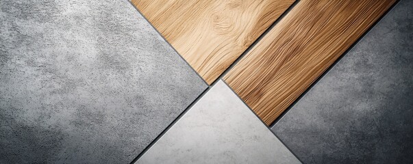 Modern interior design combining concrete and wood panels