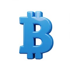 Obraz premium A 3D illustration of a large blue Bitcoin symbol isolated on a white background