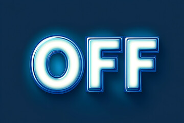  Bold "OFF" text illuminated as if emerging from a dark blue background, creating a modern and impactful visual perfect for technology, power, or minimalistic design themes