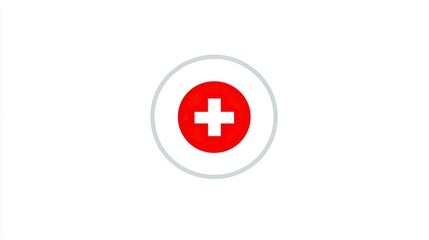 Obraz premium This image features a simple design with a red circle containing a white cross, often associated with medical services or first aid.