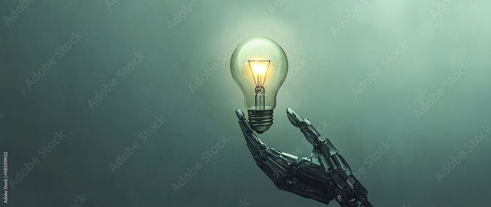 Poster ai, machine learning, robotic hands, and human interaction within a vast data network connection of 
