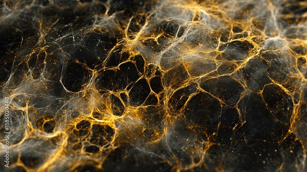 Poster Golden network of connections expanding in digital space