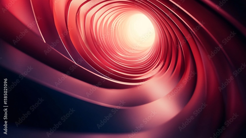 Poster Swirling red tunnel creating a mesmerizing vortex of light