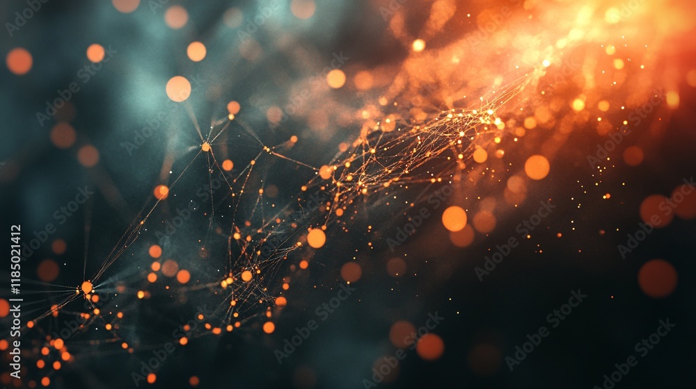 Aufkleber Plexus abstract network background connecting orange dots with lines