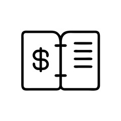 Simple icon of an accounting book with a dollar sign, symbolizing financial management