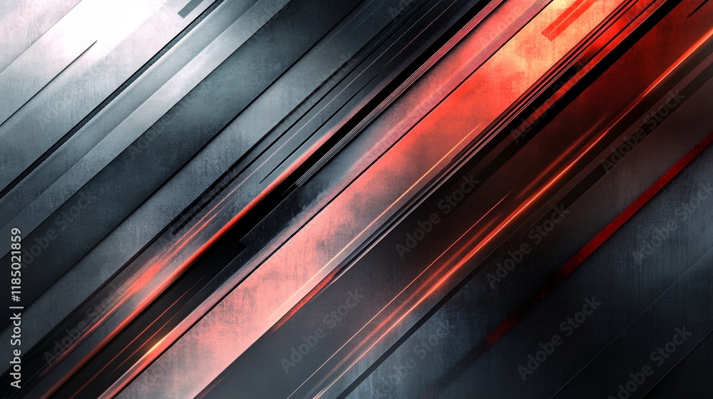 Fototapete abstract red and gray metallic background shining with diagonal lines