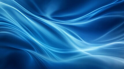 Obraz premium Abstract blue light trails flowing smoothly in digital cyberspace