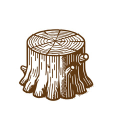 Tree stump vector, stump . stump line art vector illustration