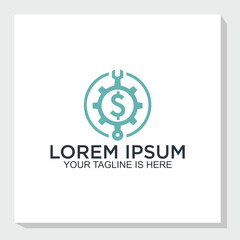 machine gears and dollar logo concept, payment and machine logo design vector