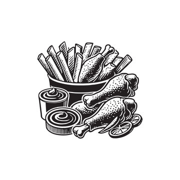 recommend clip art: Chicken sticks Vector - Silhouette of Chicken sticks - Chicken sticks illustration
