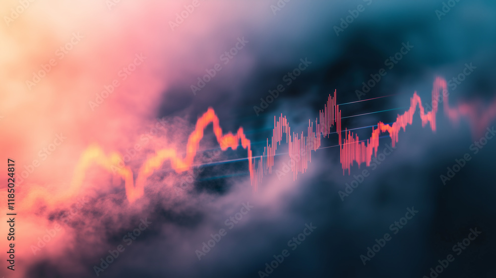Aufkleber soft light trails and mist create an abstract representation of market fluctuations in a serene atmo