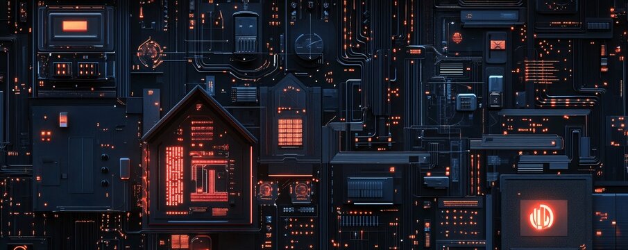 Smart home automation system controlling house functions with futuristic technology