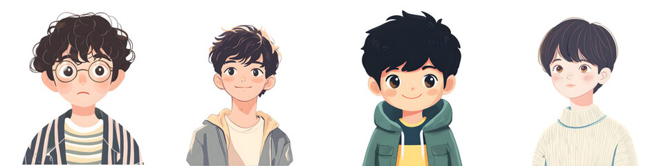 Obraz premium Stylized Male Character Illustrations – Casual & Charming Designs