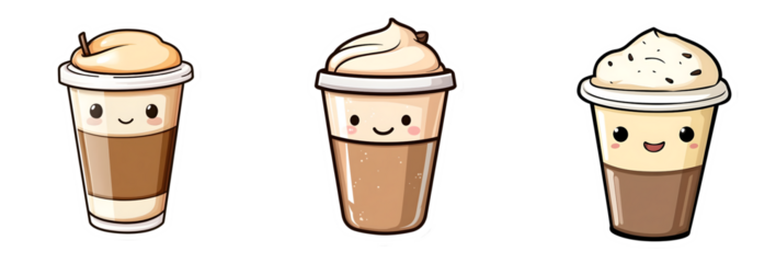 Adorable Coffee Cup Illustrations – Cute Latte and Cappuccino Characters