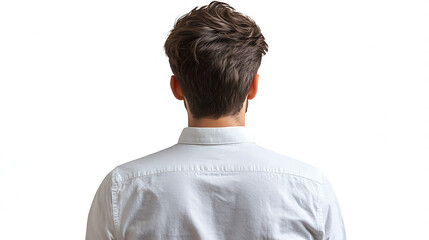 standing man at an angle from behind, isolated on transparent background, casual man silhouette perfect for photo cutouts, isolated male model standing for design use
