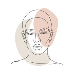 Abstract modern portrait of a beautiful young woman. Line art. Poster. Hand drawn illustration.