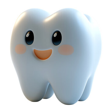 Happy Tooth 3D character icon - transparent image, png.
