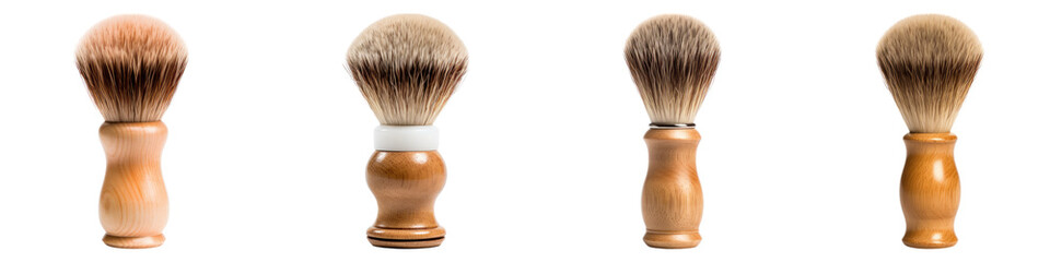 Shaving brush isolated on transparent background, Set of