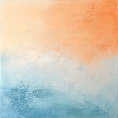 Fototapeta premium A painting of a beach with a blue sky and a yellow and orange background
