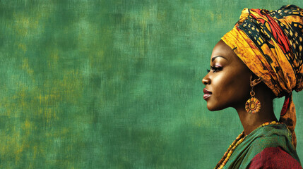 Fototapeta premium African Woman with Headdress for Women's History Month
