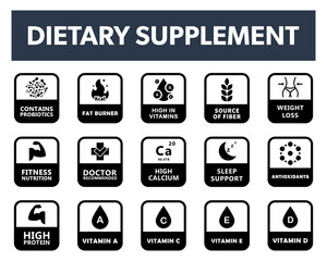 Dietary Supplement  - vector labels collection for packaging.