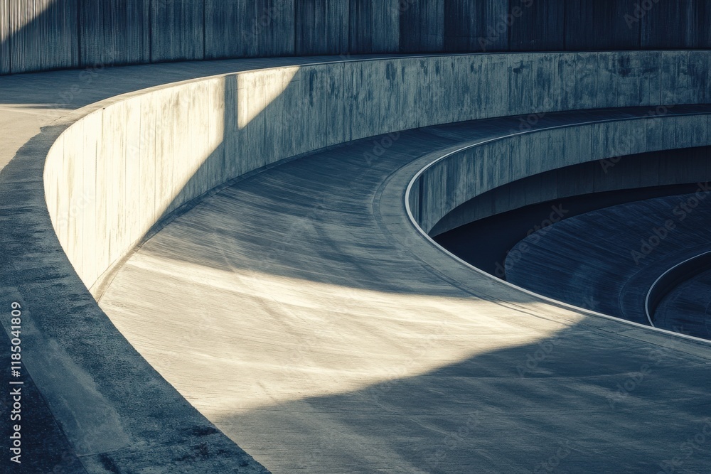 Poster abstract curves and shadows in concrete architecture, creating a modern and minimalist feel.