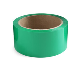 Roll of green adhesive tape isolated on white