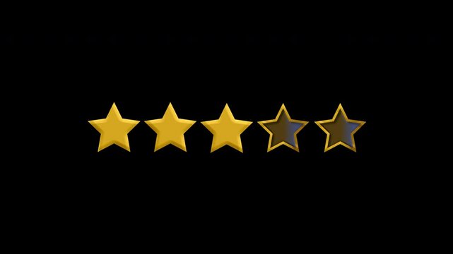 3 out of 5 5 Gold star rating with transparent alpha layer and light sweep shine [4K]