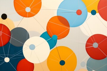 A modern acrylic illustration showcasing a geometric abstraction of a neural network.