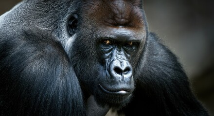 Obraz premium Majestic gorilla showcasing strength and intelligence in its gaze