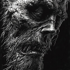 Ogre black and white illustration