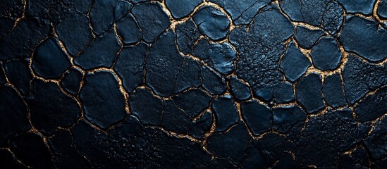 Abstract Dark Blue and Gold Cracked Texture