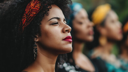 Empowering portrait honoring Afro-Brazilian heritage.