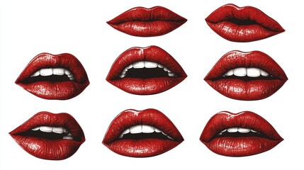 Obraz premium Illustrations of Lips: Beauty, Art, Fashion, and Graphic Design Concepts