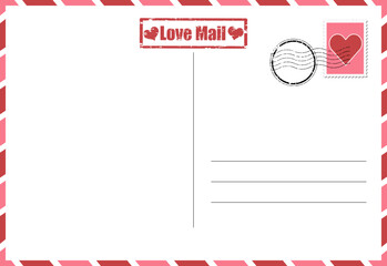 Fototapeta premium Love Mail, Valentine's Day Post Card, Cute Valentine's Day Card